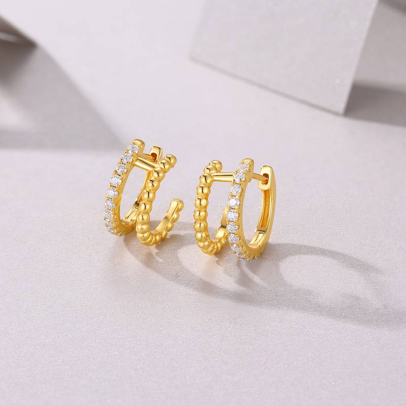 E14911款S925银镀18K黄金Moissanite耳圈0.33ct