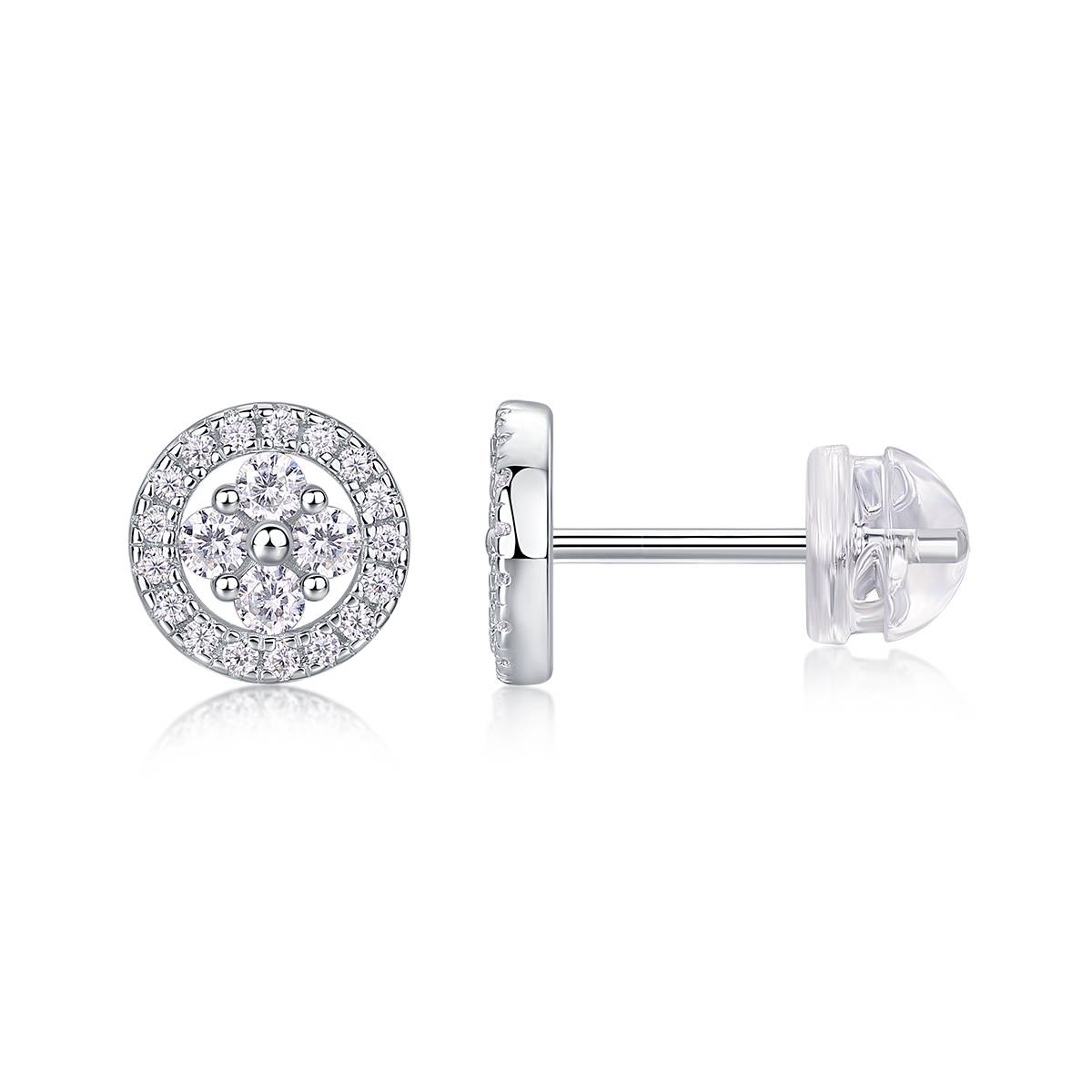 E13480款S925银镀18K白金MoissaniteStud Earring0.42ct