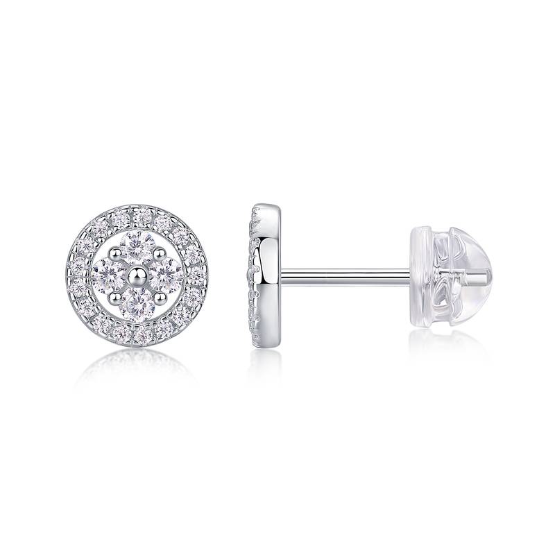 E13480款S925银镀18K白金MoissaniteStud Earring0.42ct