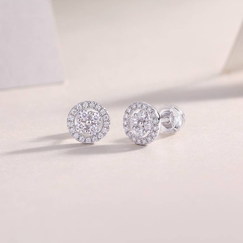 E13480款S925银镀18K白金MoissaniteStud Earring0.42ct