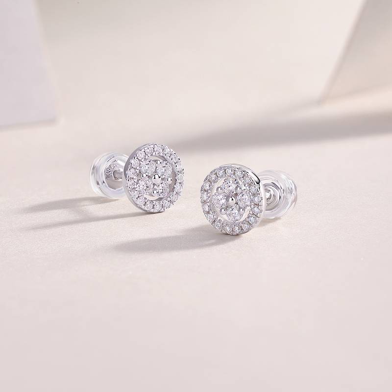 E13480款S925银镀18K白金MoissaniteStud Earring0.42ct