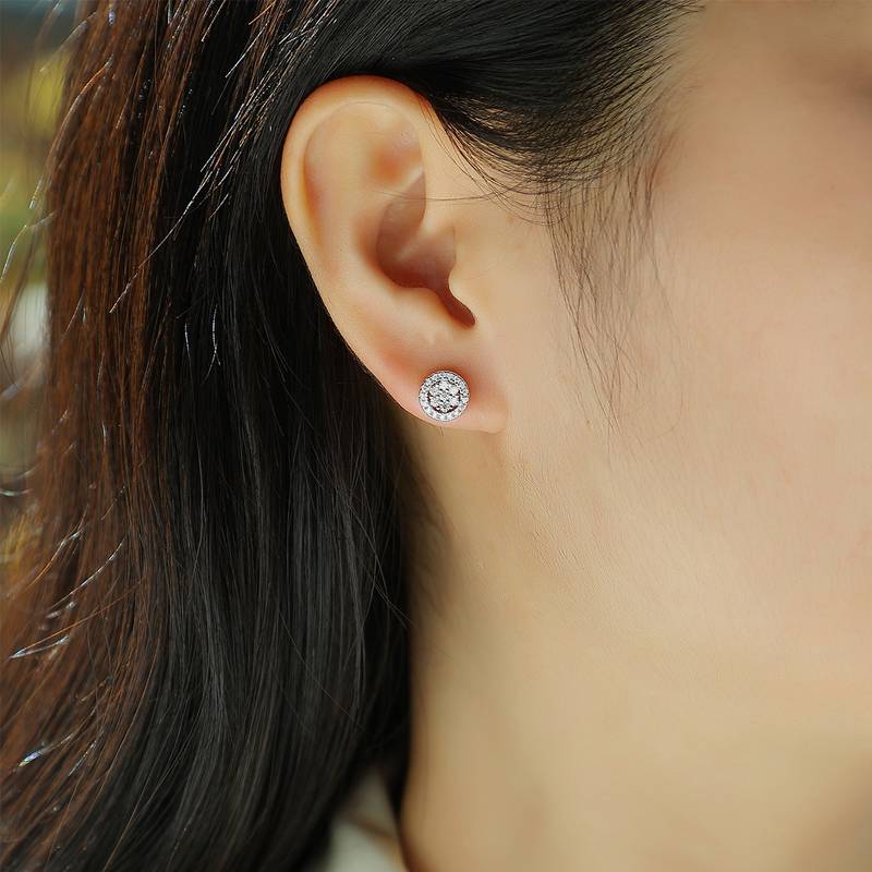 E13481款S925银镀18K白金MoissaniteStud Earring0.4ct
