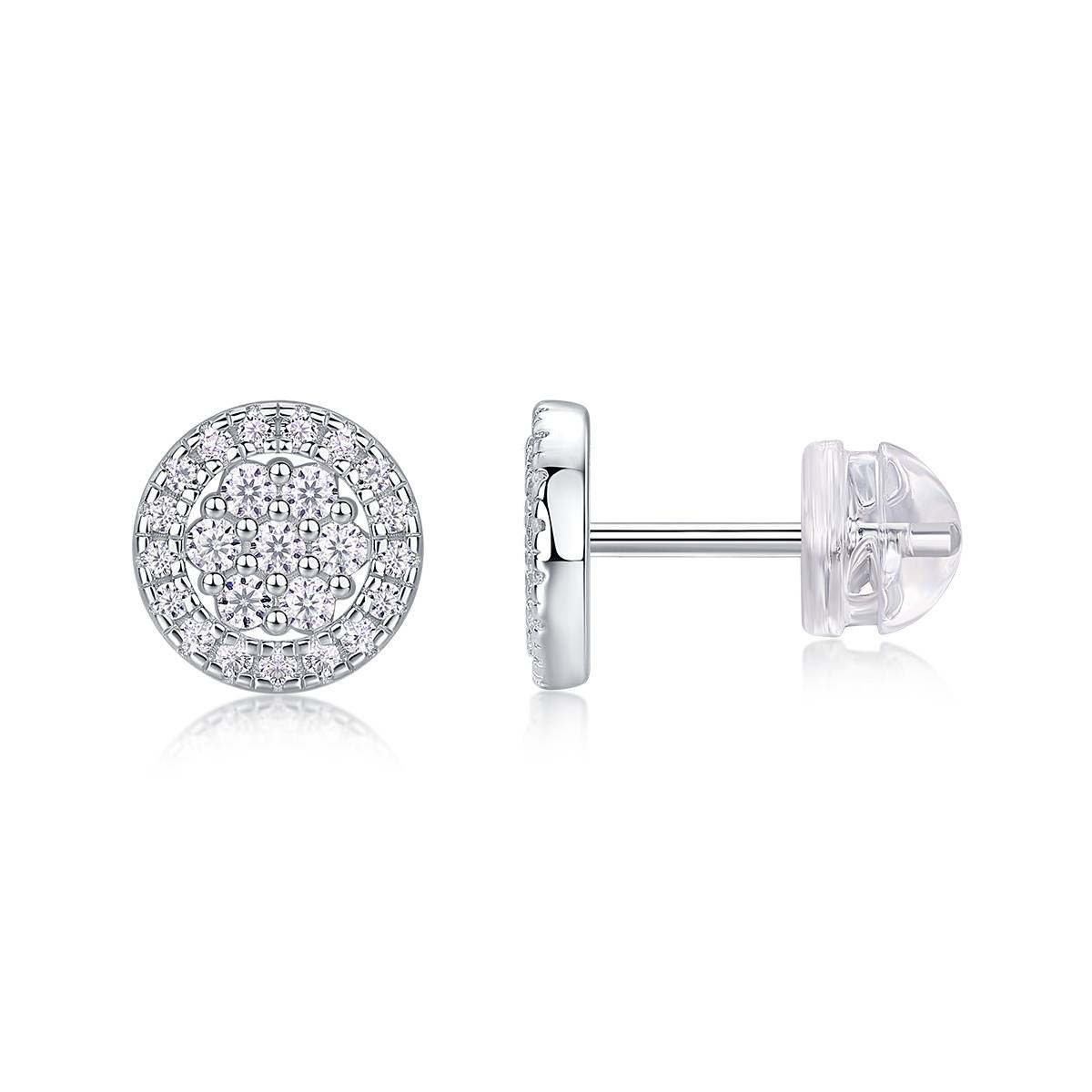 E13481款S925银镀18K白金莫桑钻耳钉0.4ct