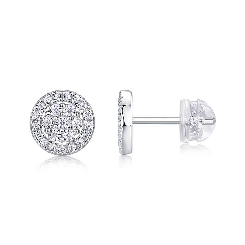 E13481款S925银镀18K白金MoissaniteStud Earring0.4ct