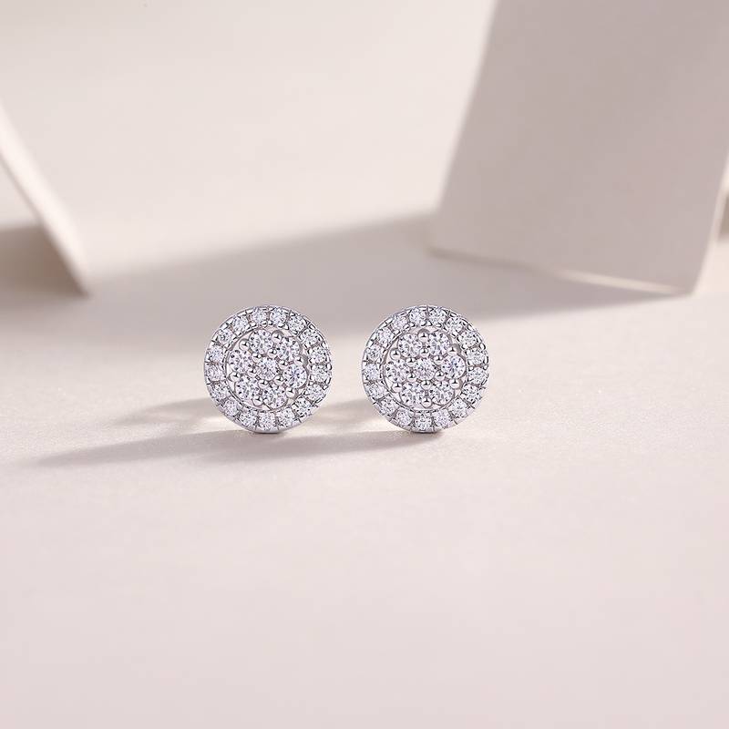 E13481款S925银镀18K白金MoissaniteStud Earring0.4ct