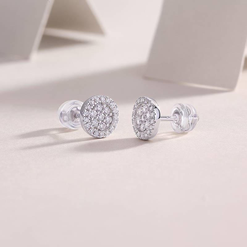 E13481款S925银镀18K白金MoissaniteStud Earring0.4ct