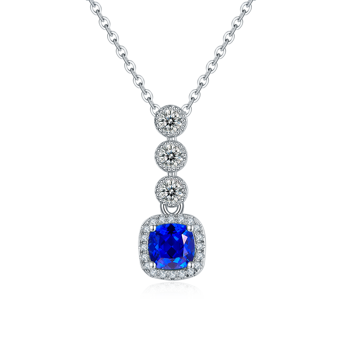 N1917986款S925银镀18K白金培育彩宝项链0.93ct