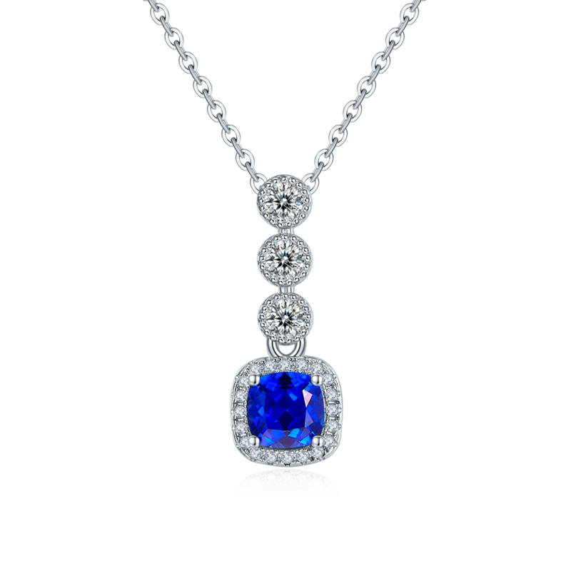 N1917986款S925银镀18K白金培育彩宝Necklace0.93ct