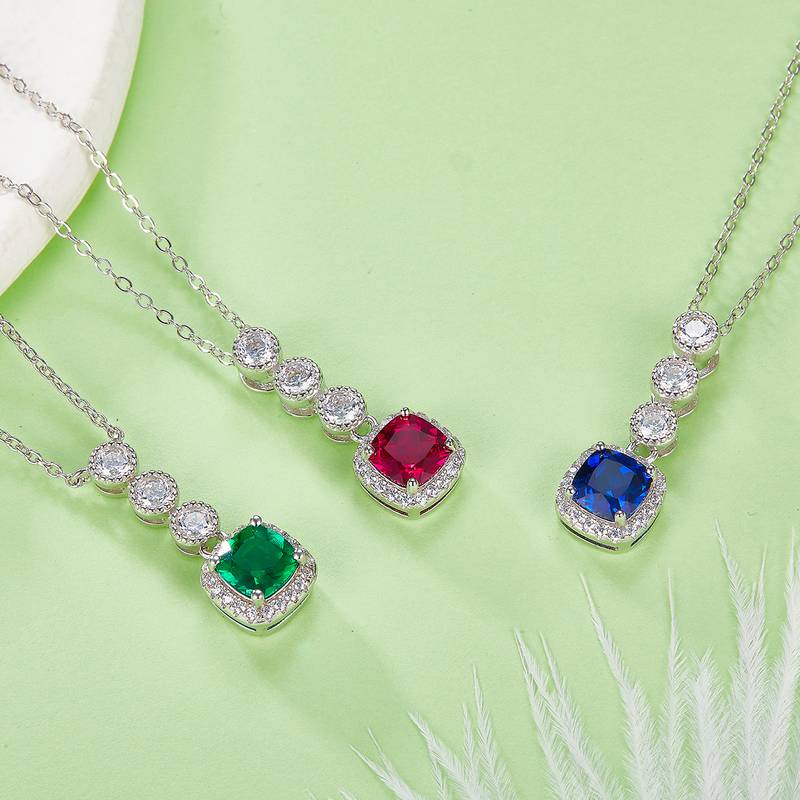 N1917986款S925银镀18K白金培育彩宝Necklace0.93ct