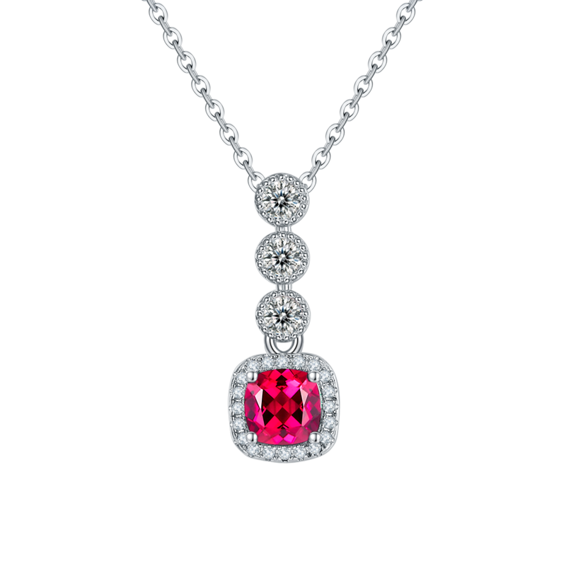 N1917986款S925银镀18K白金培育彩宝Necklace0.93ct