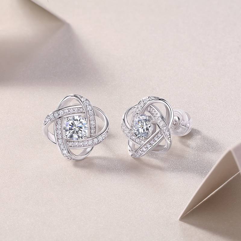 E13568款S925银镀18K白金MoissaniteStud Earring0.5ct*2