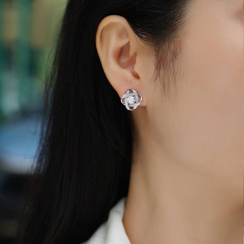 E13568款S925银镀18K白金MoissaniteStud Earring0.5ct*2