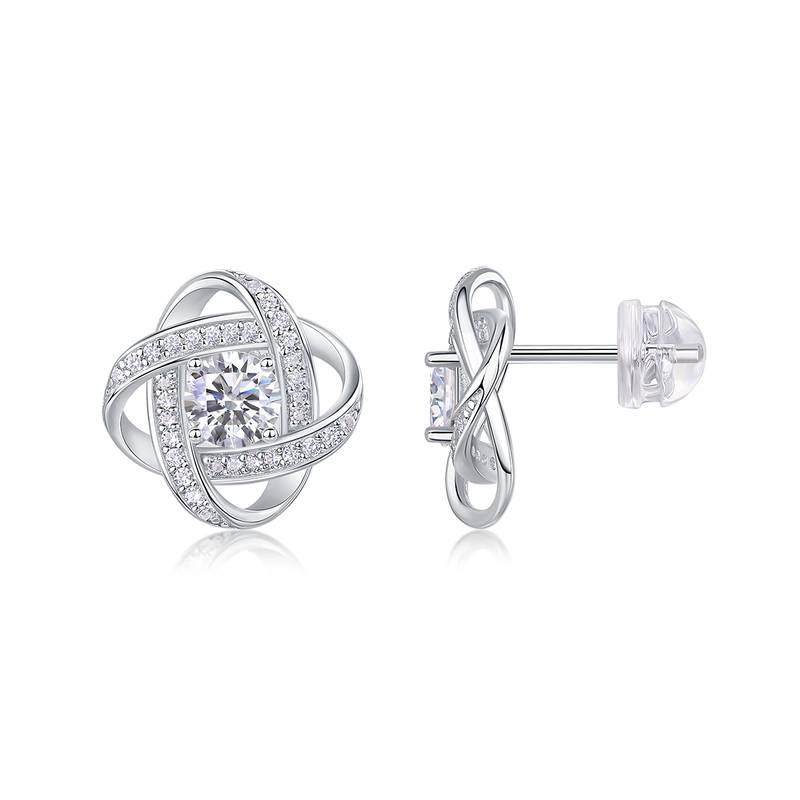 E13568款S925银镀18K白金MoissaniteStud Earring0.5ct*2
