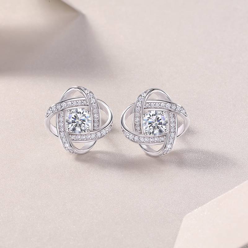 E13568款S925银镀18K白金MoissaniteStud Earring0.5ct*2