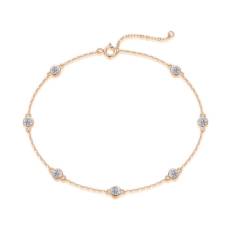 L13081款S925银镀18K白金圆形莫桑钻灵动泡泡手链0.7ct