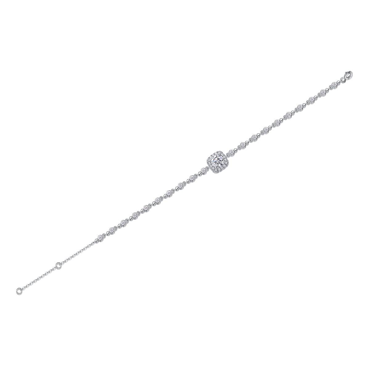 L240113739款S925银镀18K白金圆形MoissaniteBracelet1.0ct