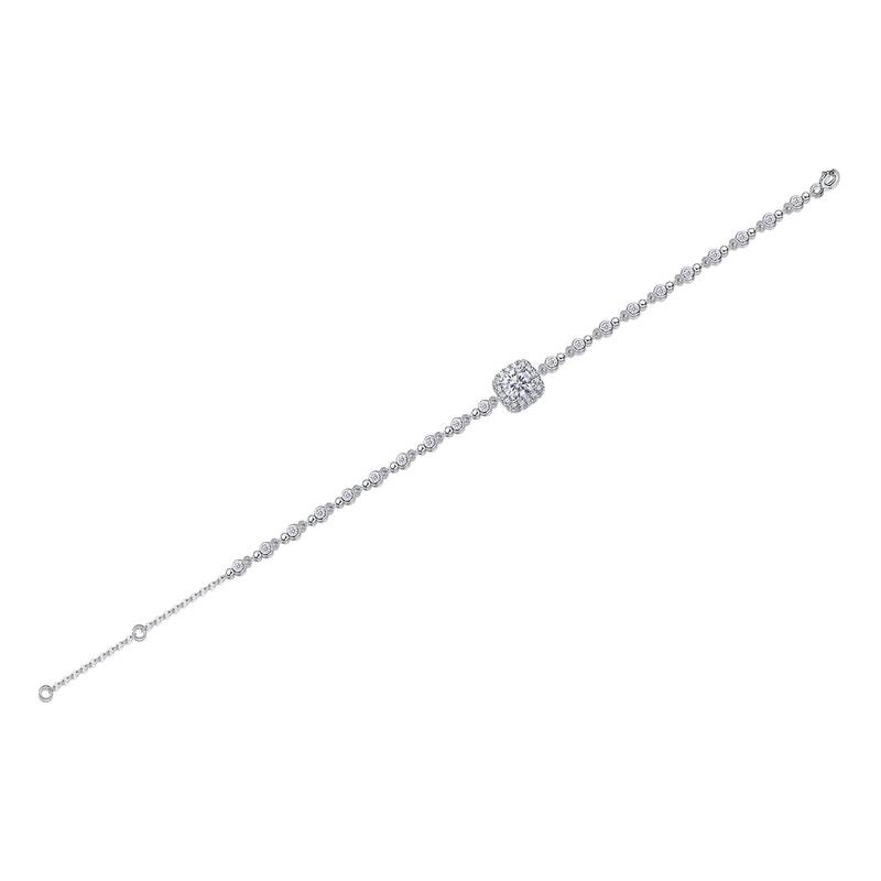 L240113739款S925银镀18K白金圆形MoissaniteBracelet1.0ct
