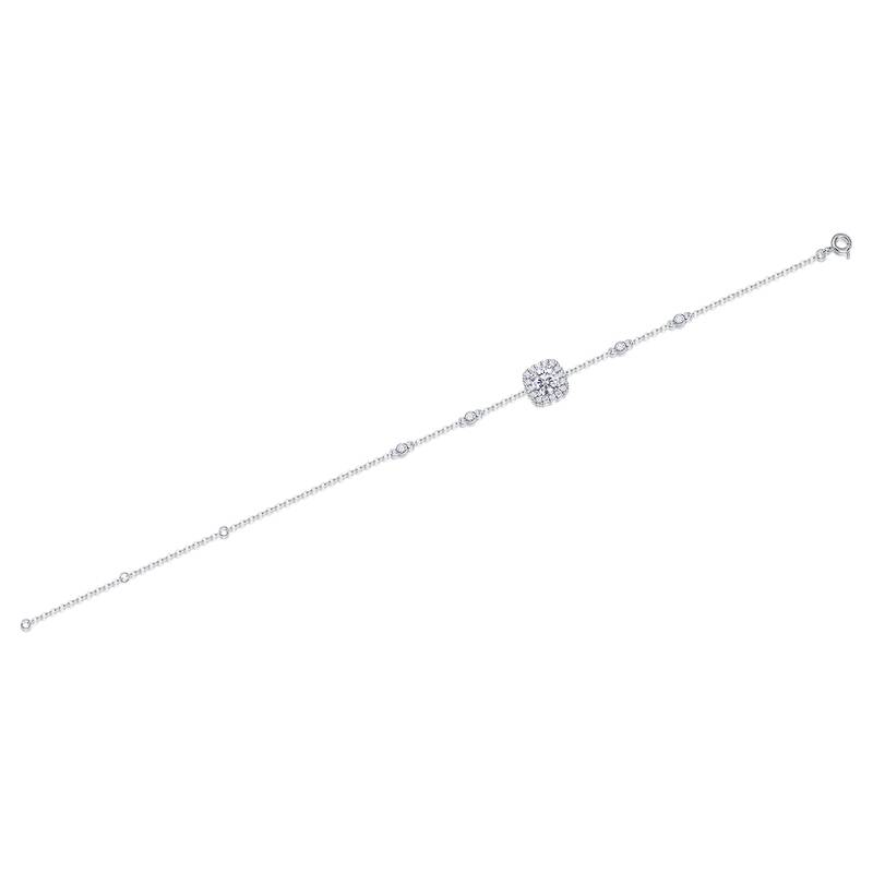 L13465款S925银镀18K白金圆形MoissaniteBracelet1.0ct