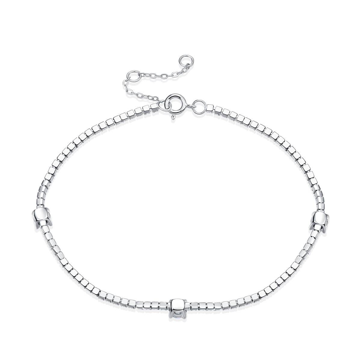 L11817款S925银镀18K白金MoissaniteBracelet圆形主石0.3ct