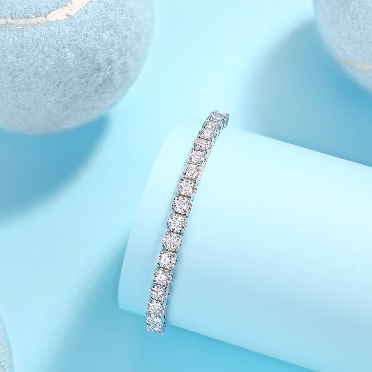 L14070款S925银镀18K白金Moissanite活动Bracelet