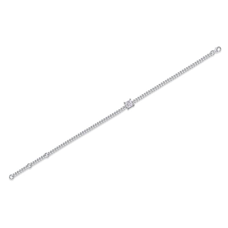 L13115款S925银镀18K白金公主方Moissanite古巴Bracelet1.0ct