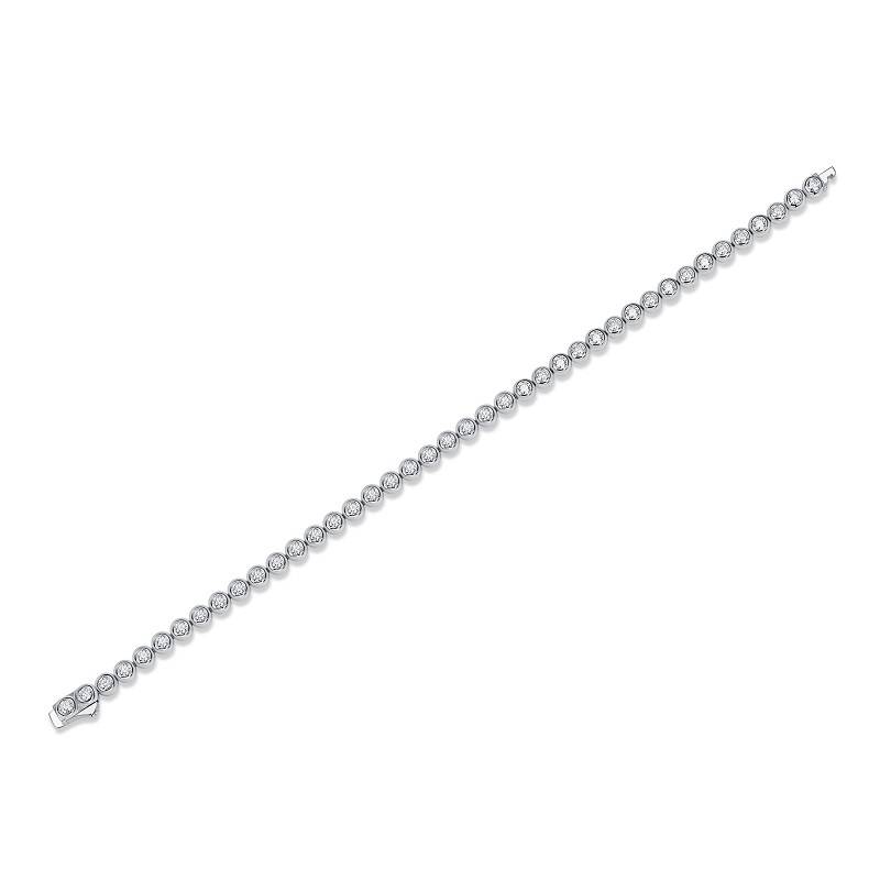 L12930款S925银镀18K白金包镶网球链圆形莫桑钻2.5mm/粒
