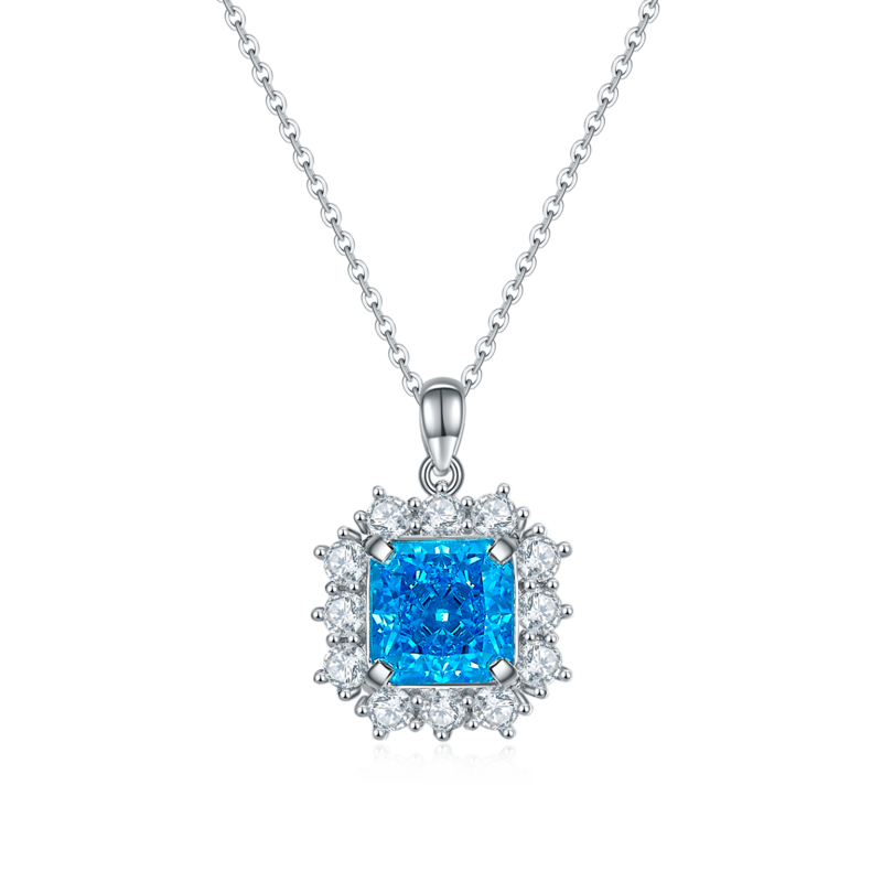 P220622038款S925银镀18K白金阿斯切MoissaniteNecklace9*9mmmm/4.0ct