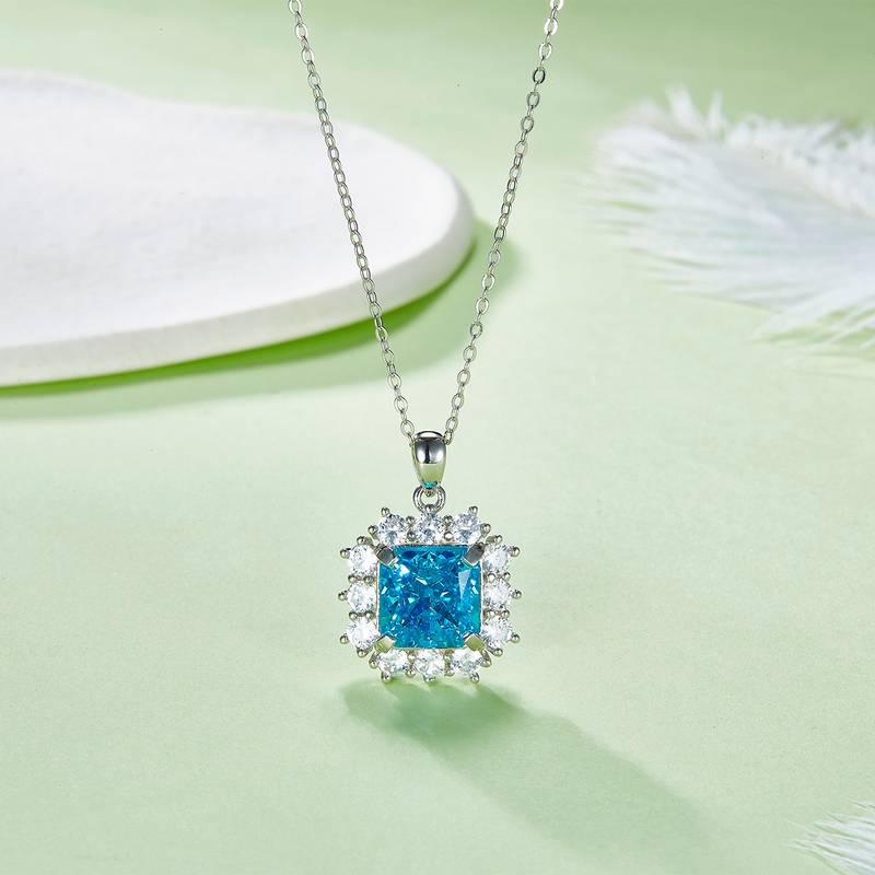 P220622038款S925银镀18K白金阿斯切MoissaniteNecklace9*9mmmm/4.0ct