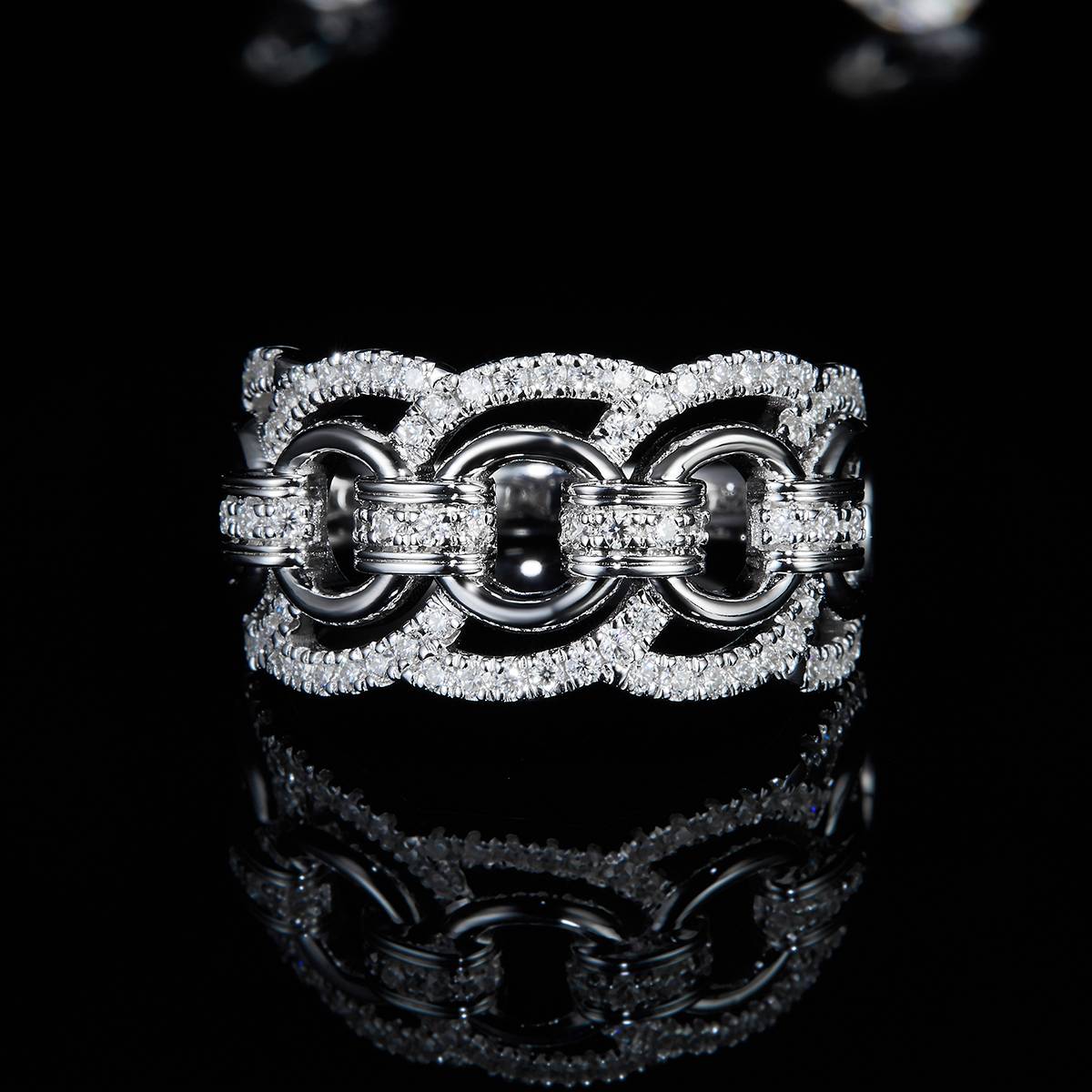 Interlocking Ring for Women S925 Silver Plated Platinum Custom Selection Side Stone Moissanite 0.52ct