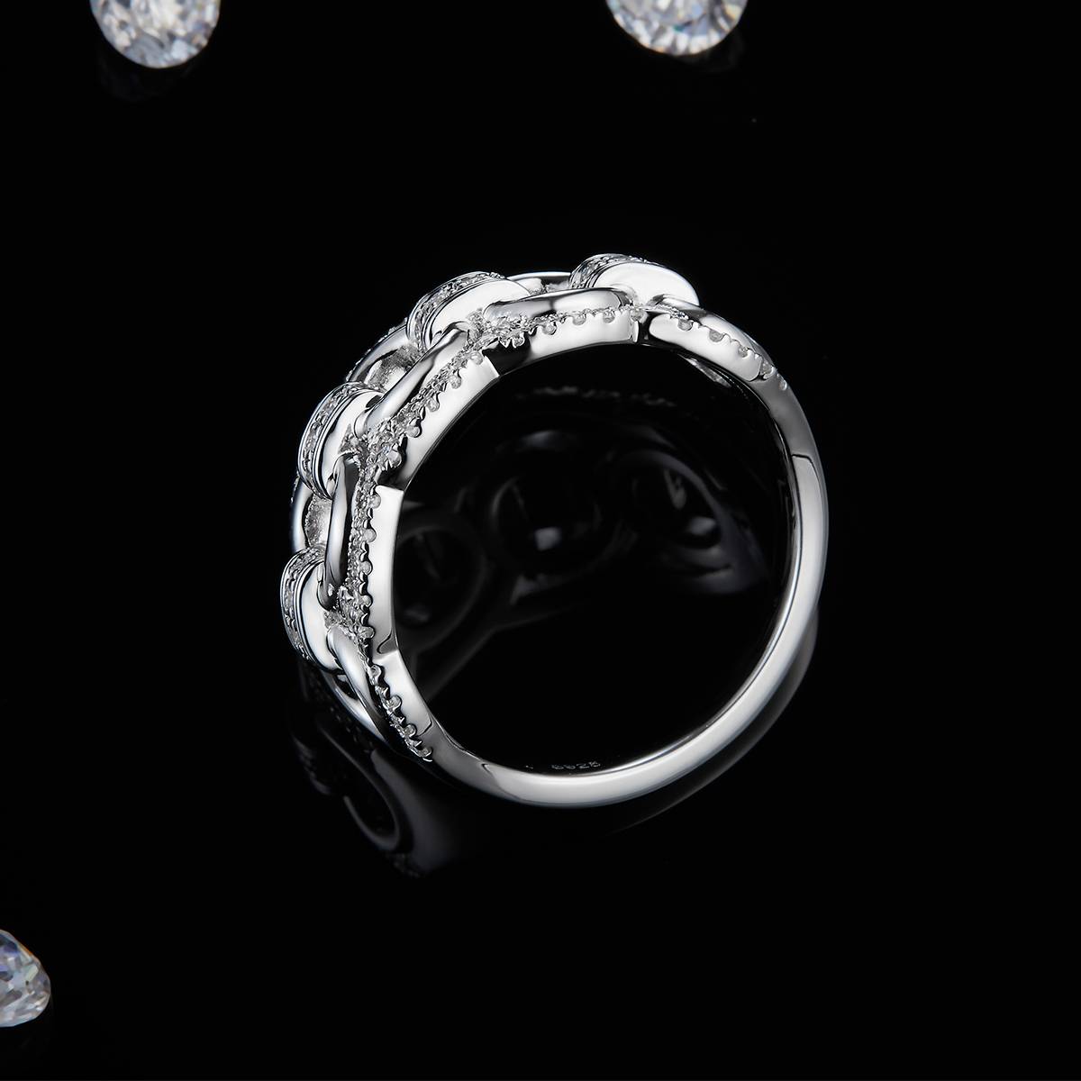 Interlocking Ring for Women S925 Silver Plated Platinum Custom Selection Side Stone Moissanite 0.52ct