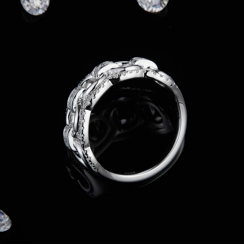 环环相扣排戒Women's RingS925银镀白金定制选款副石Moissanite0.52ct
