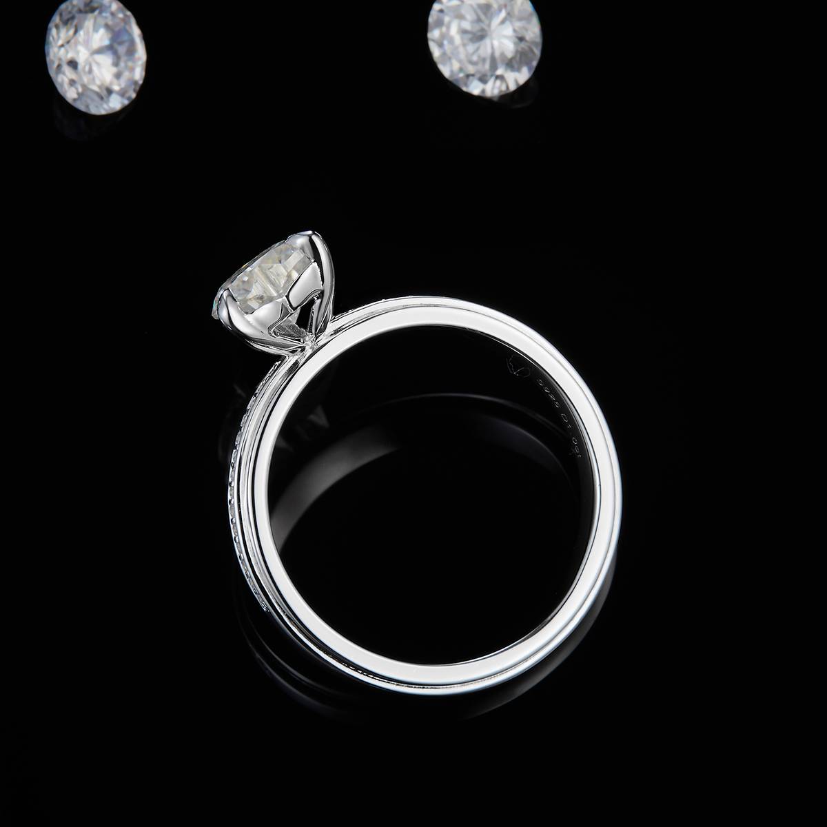 Three row micro inlaid Heart Diamond Women's Ring S925 Silver Plated Platinum Customized Selection Main Stone Moissanite 1.0ct/Side Stone Cubic Zirconia