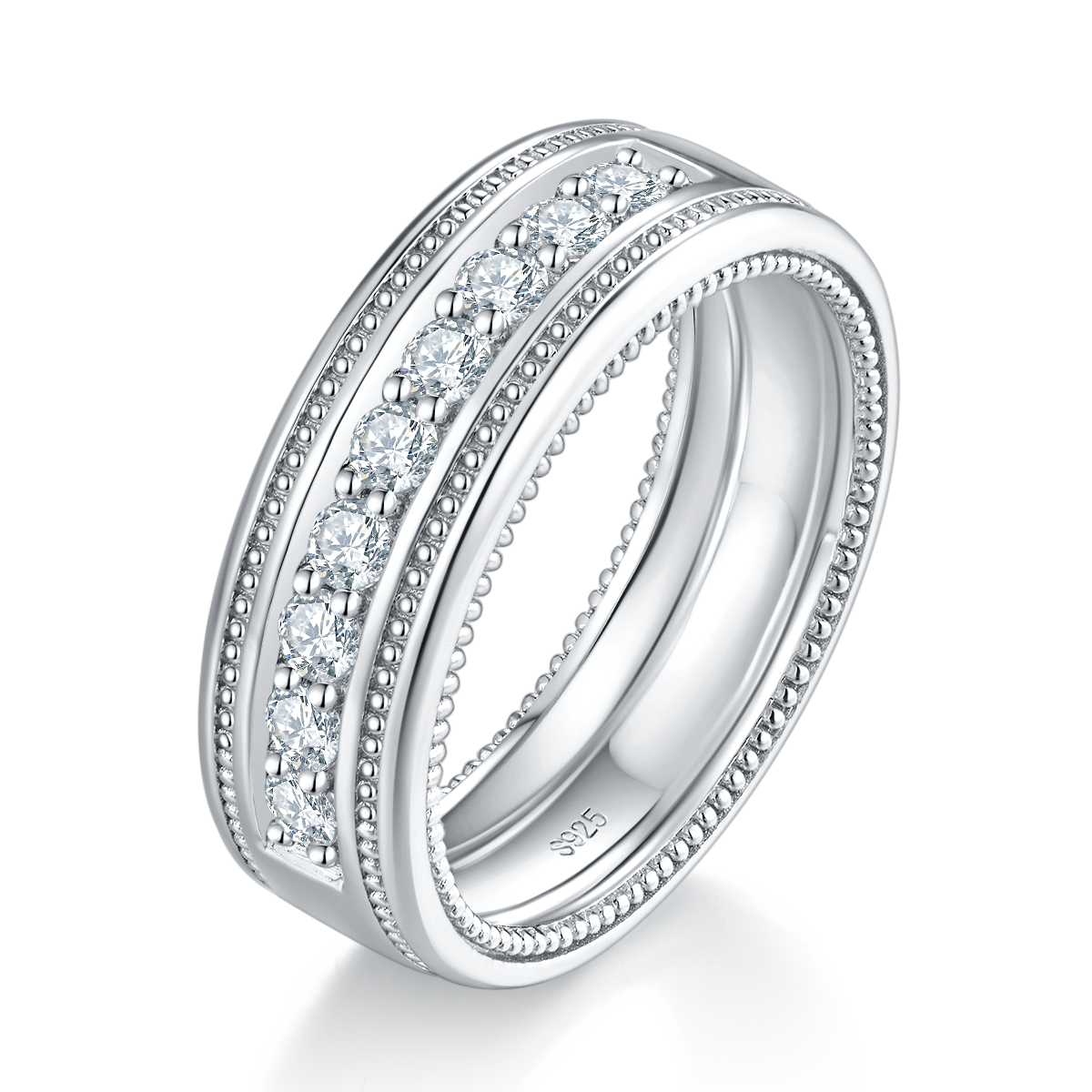 Couple Ring S925 Silver Plated Platinum Customized Selection Moissanite 0.675ct