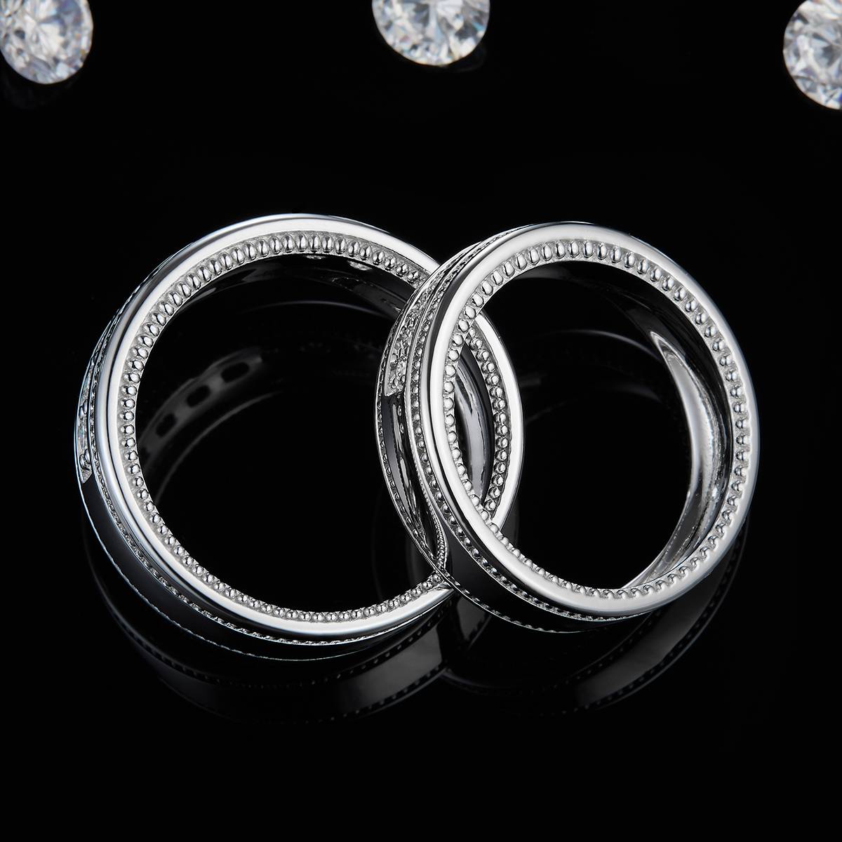 Couple Ring S925 Silver Plated Platinum Customized Selection Moissanite 0.675ct