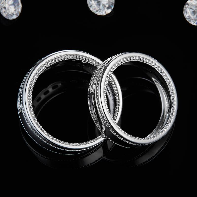 情侣Couple RingS925银镀白金定制选款Moissanite0.675ct