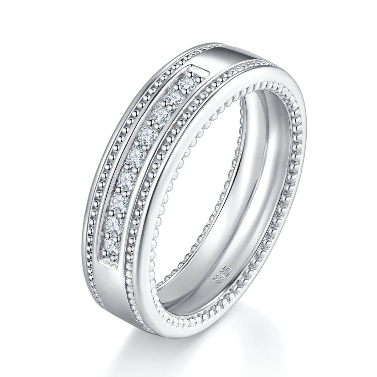 Couple Ring S925 Silver Plated Platinum Customized Selection Moissanite 0.675ct