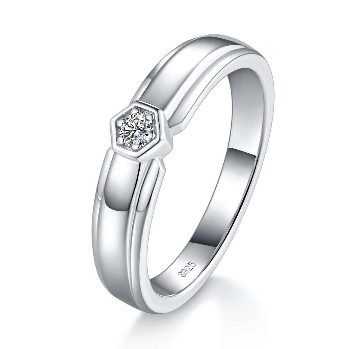 Couple Ring S925 Silver Plated Platinum Customized Selection Moissanite 0.19ct