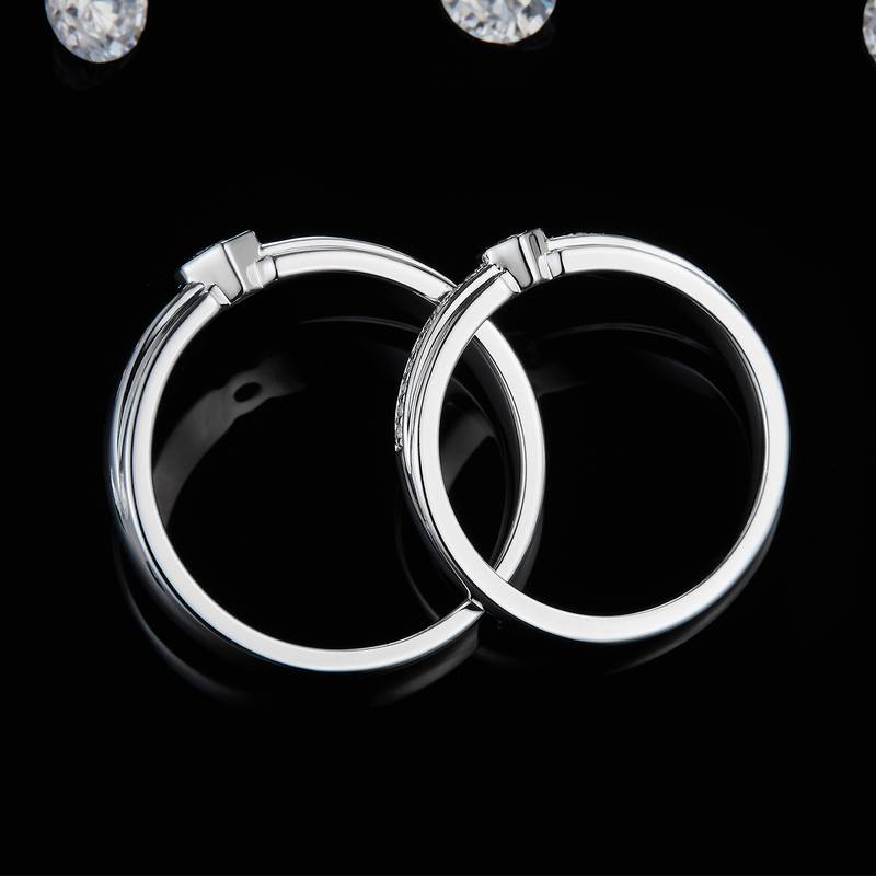 情侣Couple RingS925银镀白金定制选款Moissanite0.19ct