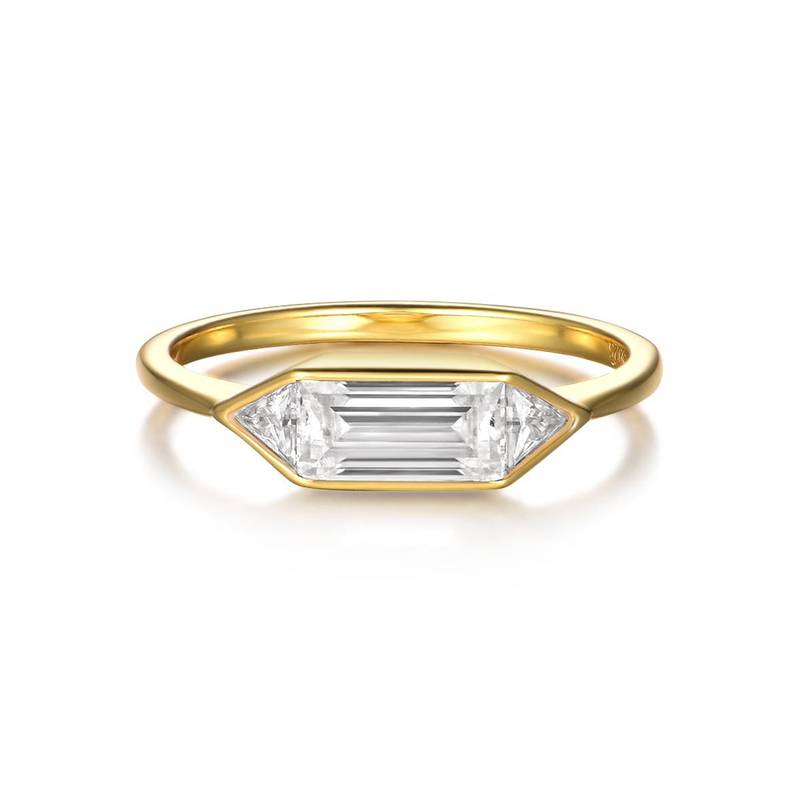 MR0090款S925银镀18K黄金包镶三石款MoissaniteWomen's Ring1.0ct