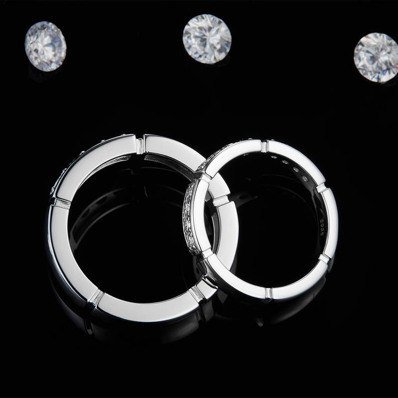 情侣Couple RingS925银镀白金定制选款Moissanite0.62ct