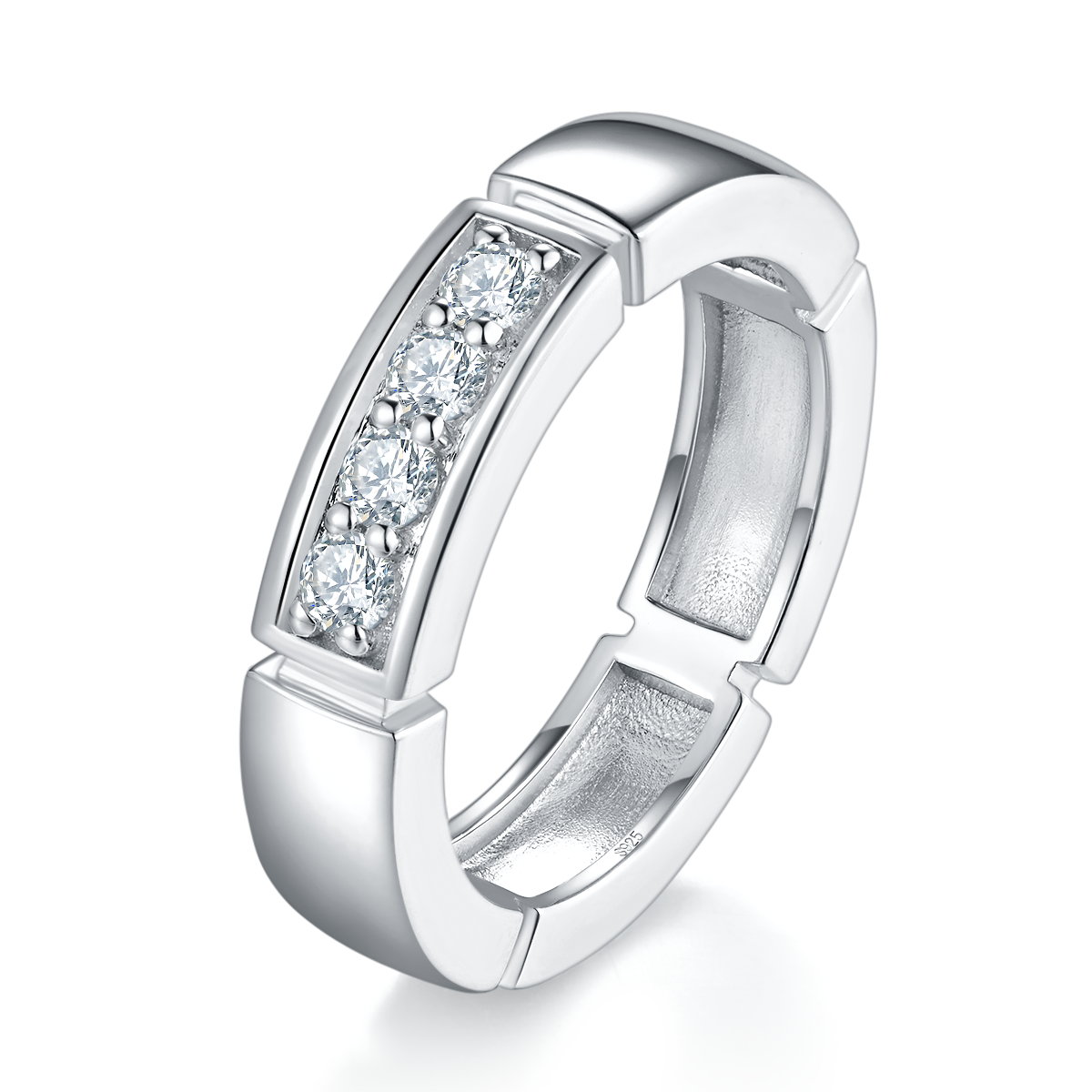 Couple Ring S925 Silver Plated Platinum Customized Selection Moissanite 0.62ct