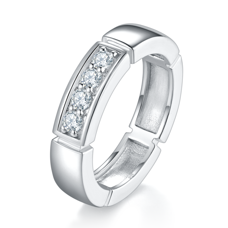 情侣Couple RingS925银镀白金定制选款Moissanite0.62ct