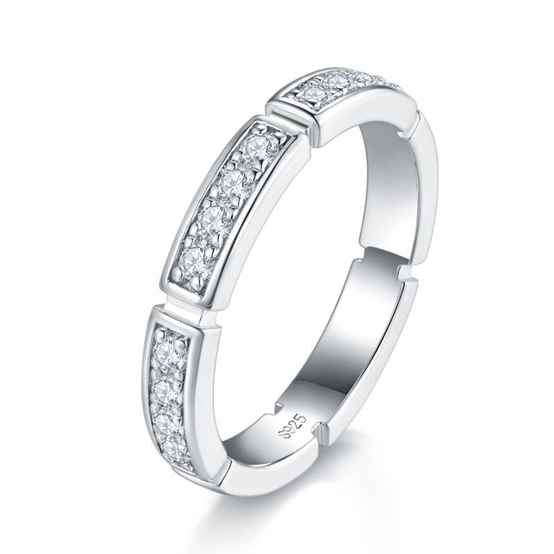 情侣Couple RingS925银镀白金定制选款Moissanite0.62ct