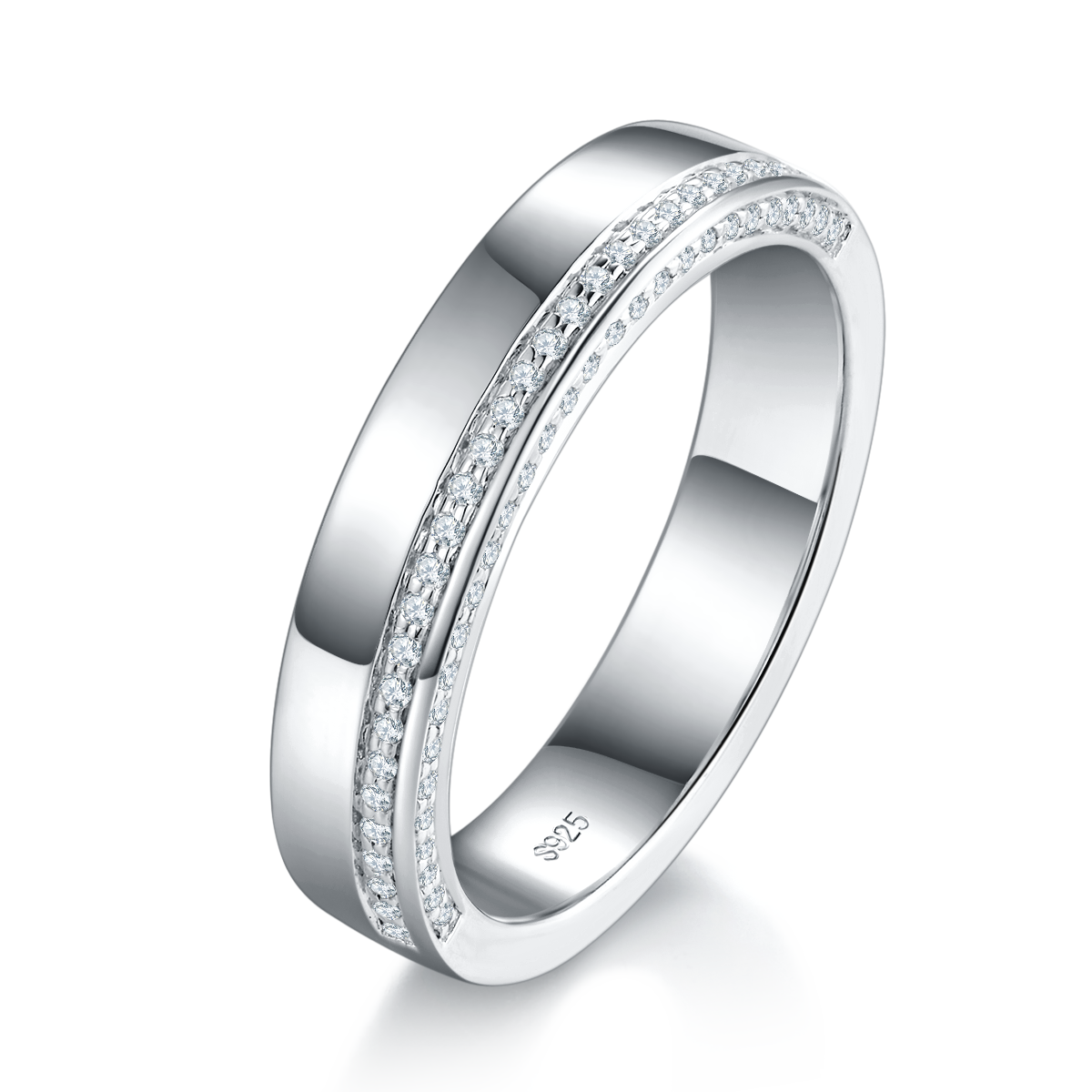 Couple Ring S925 Silver Plated Platinum Customized Selection Moissanite 0.18ct