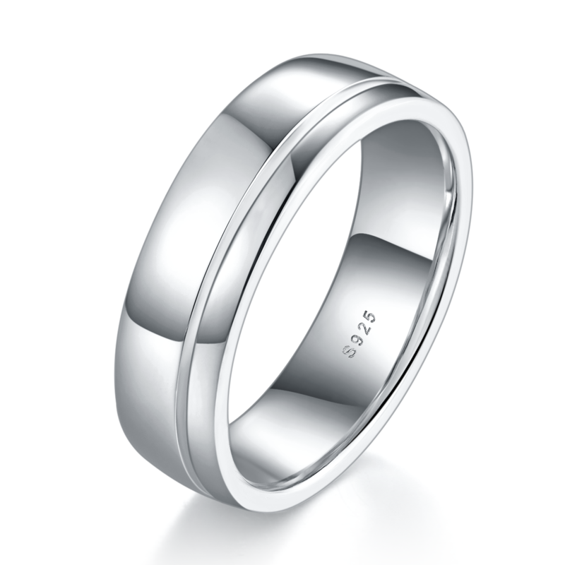 情侣Couple RingS925银镀白金定制选款Moissanite0.18ct
