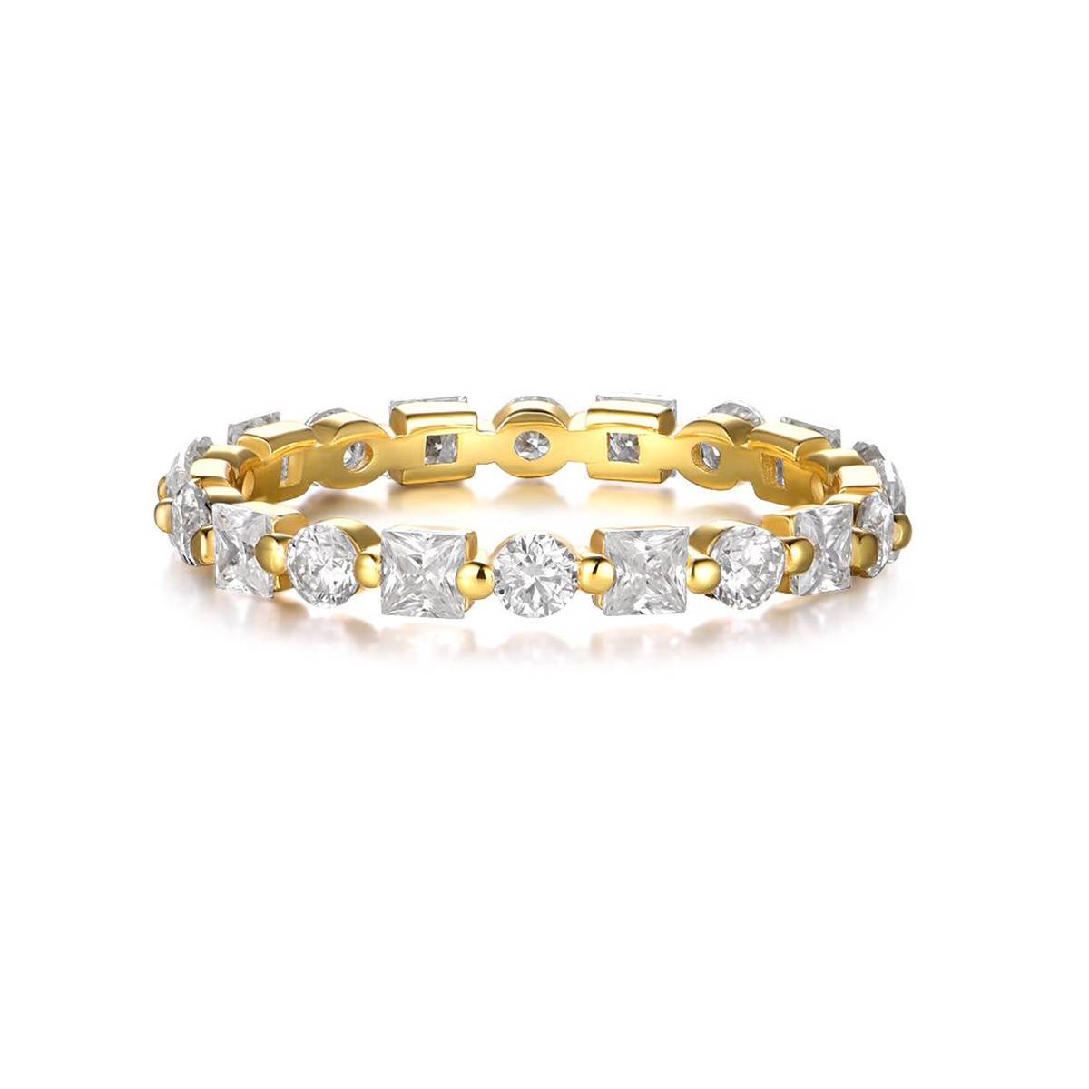 MR0091款S925银镀18K黄金满钻莫桑石Women's Ring2.1ct