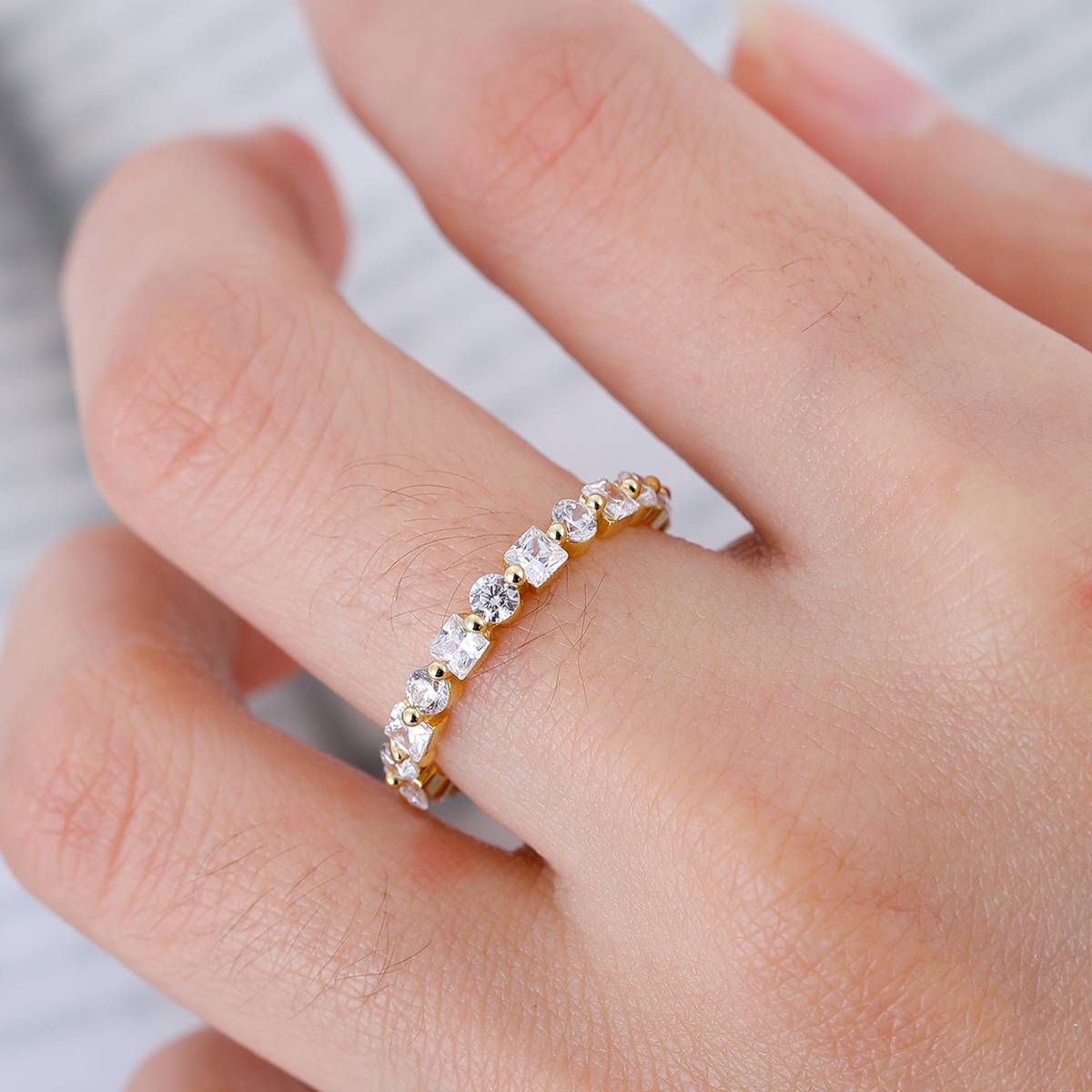 MR0091款S925银镀18K黄金满钻莫桑石Women's Ring2.1ct