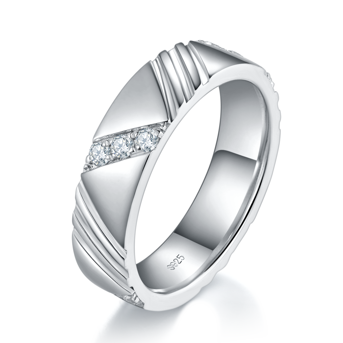 Couple Ring S925 Silver Plated Platinum Customized Selection Moissanite 0.64ct