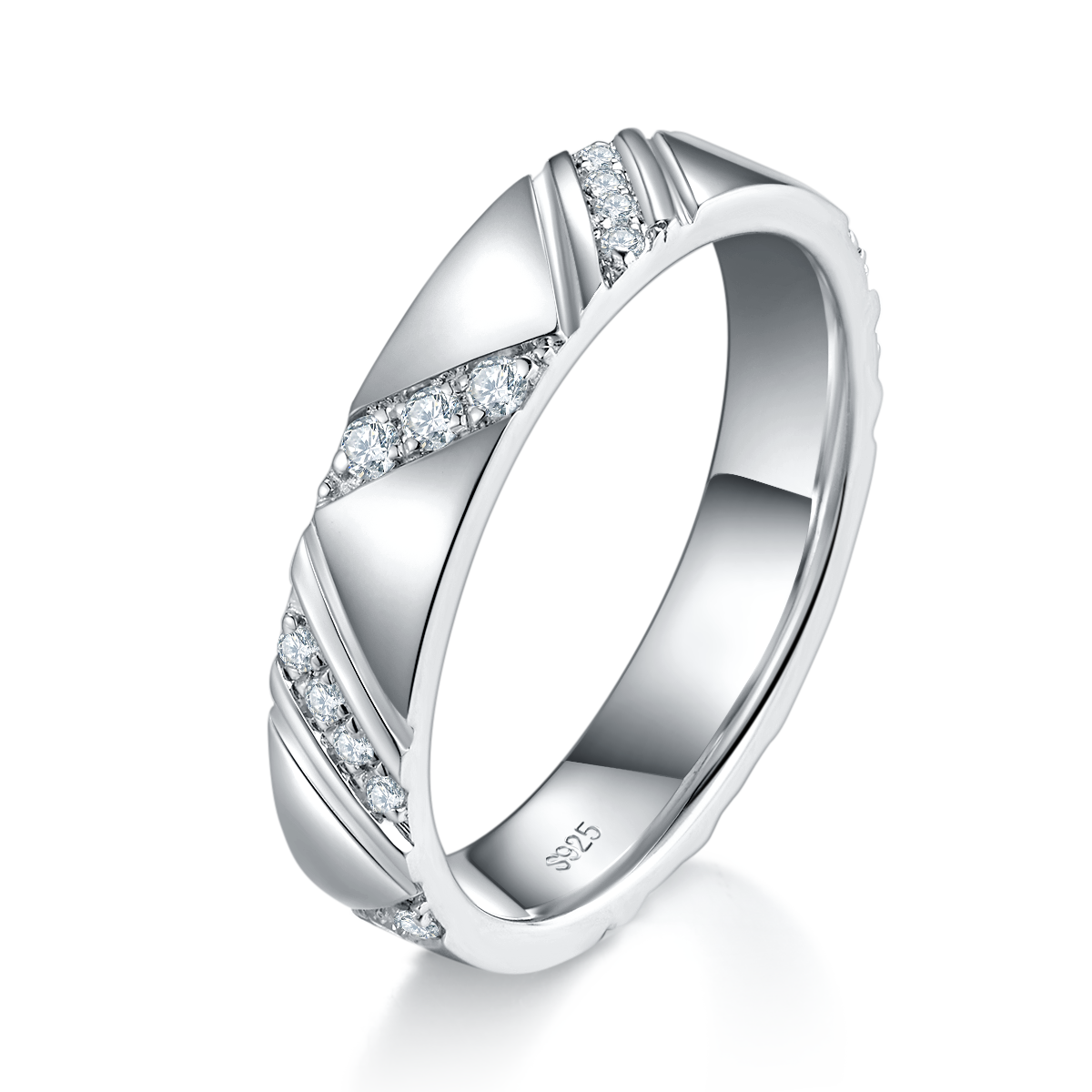 Couple Ring S925 Silver Plated Platinum Customized Selection Moissanite 0.64ct