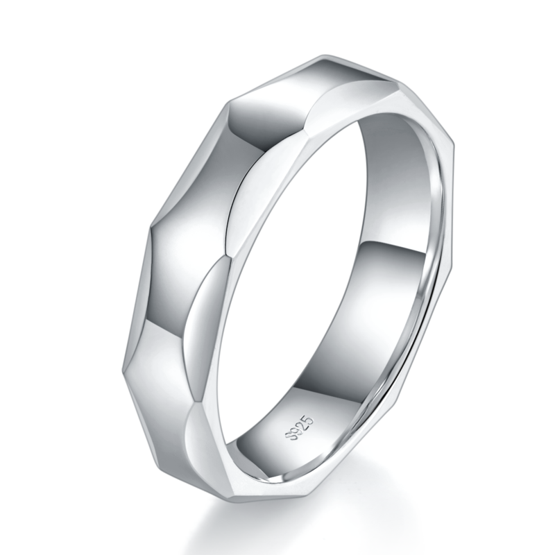 情侣Couple RingS925银镀白金定制选款副石Moissanite0.01ct